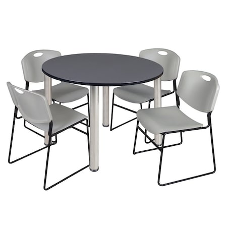 Regency Kee Round Table & Chair Set, Wood, Metal, Polypropylene Top, Grey TB48RNDGYBPCM44GY
